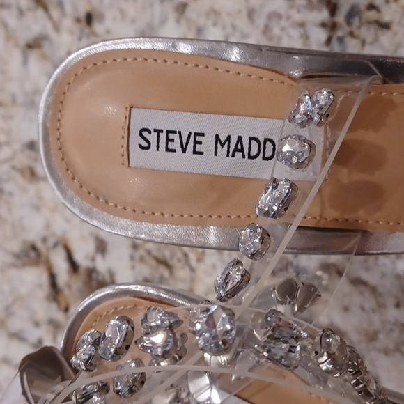 Steve Madden Vary Pointed Toe Heels Pumps Clear PVC Rhinestone - Picture 6 of 7